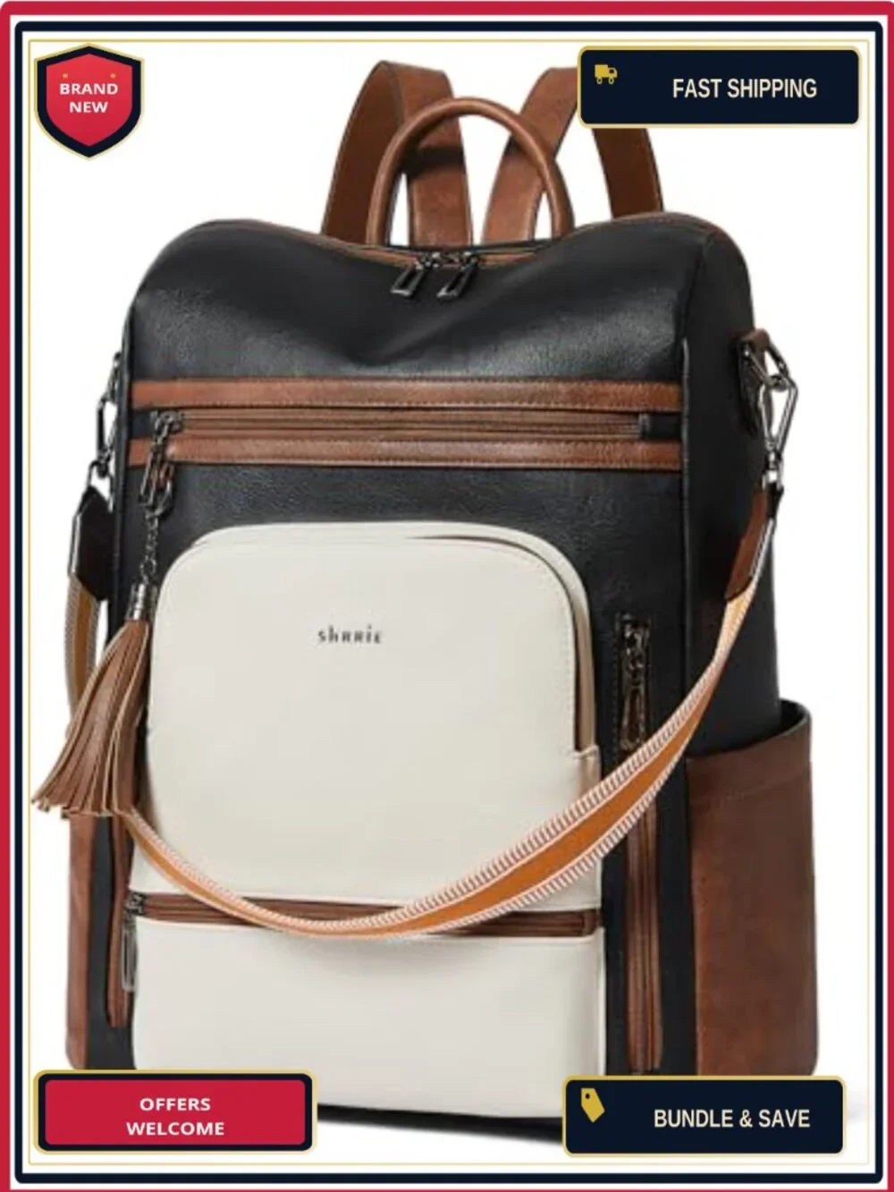 Vegan Leather Laptop Backpack Women 15.6 inch Work Travel Business College